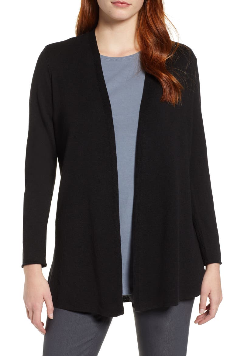 Back of Chair Long Cardigan, Main, color, BLACK ONYX