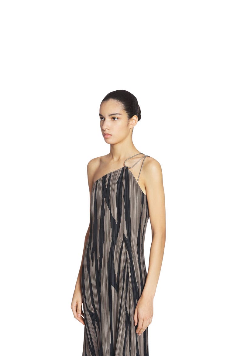 ASYMMETRICAL CASCADE-EFFECT DRESS, Alternate, color, MARRON GLACE/BLACK