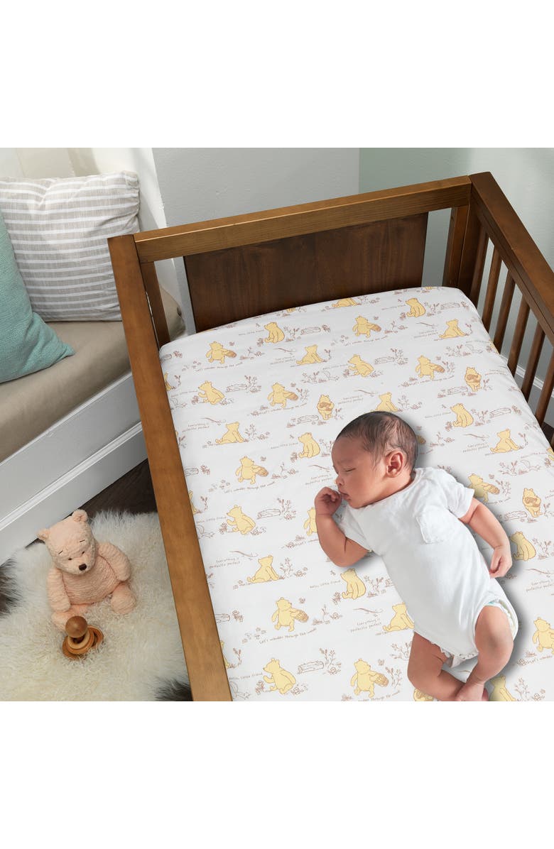 Lambs & Ivy Disney Baby Storytime Pooh 3-Piece Nursery Crib Bedding Set, Alternate, color, White