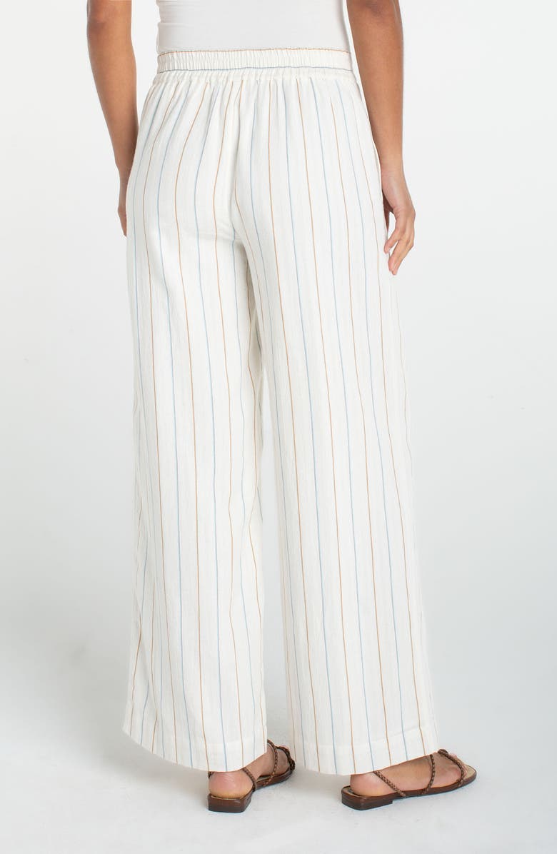 Liverpool Los Angeles Stripe Pull-On Wide Leg Pants, Alternate, color, Cream/ Blue Multi Stripe