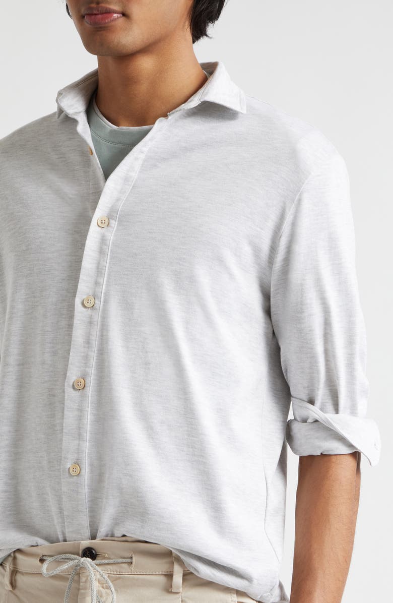 Eleventy Dandy Jersey Button-Up Shirt, Alternate, color, Light Grey