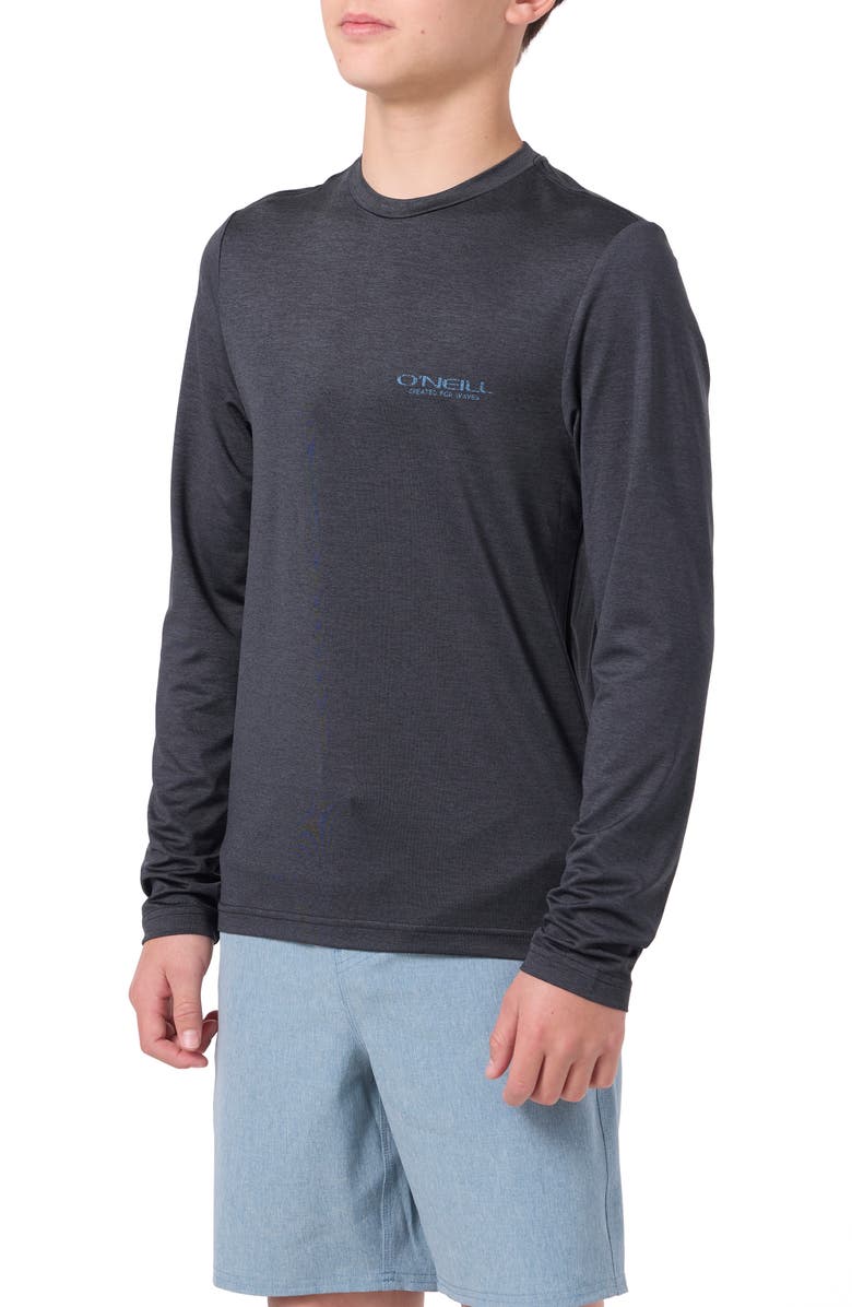 O'Neill Kids' TRVLR Stacked Long Sleeve Performance T-Shirt, Alternate, color, Heather Black