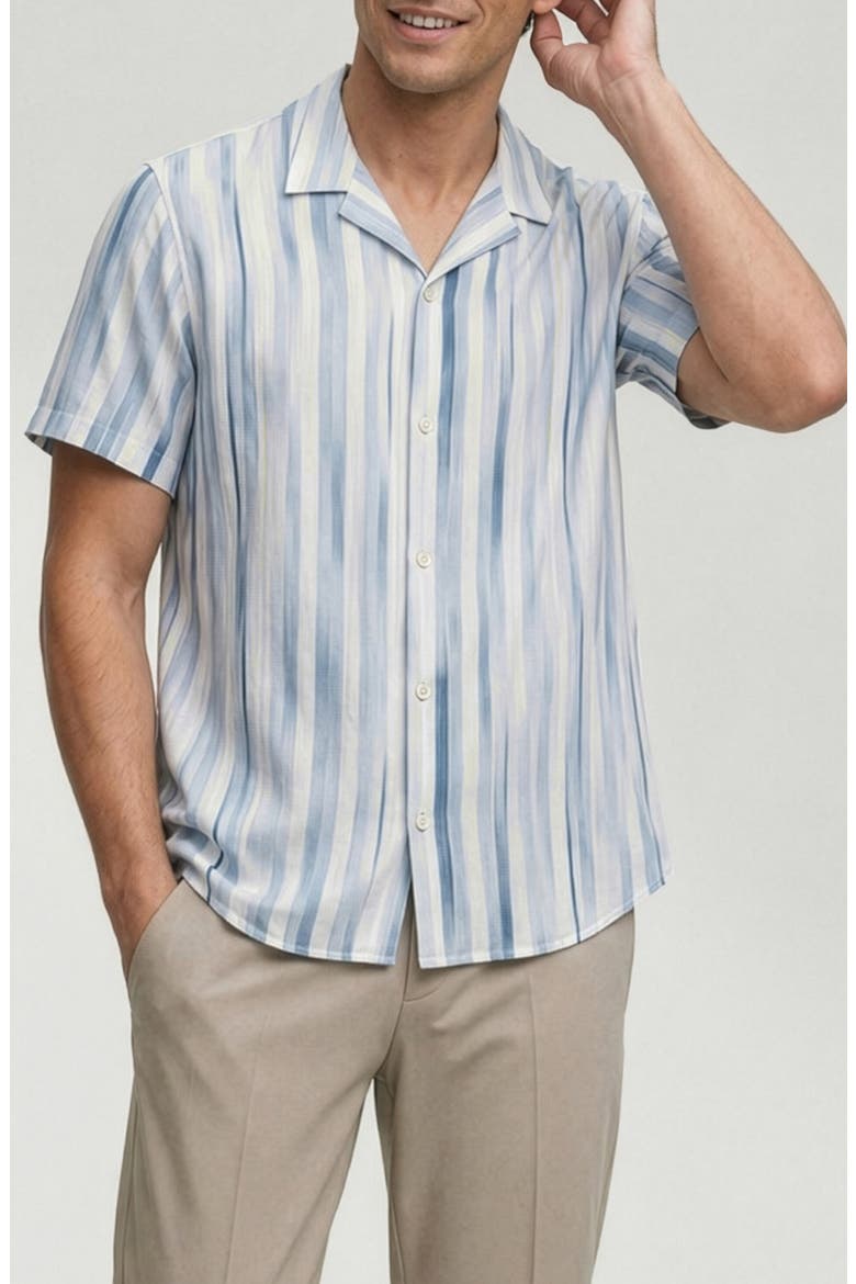 Sylvain Printed Camp Shirt, Alternate, color, NATURAL
