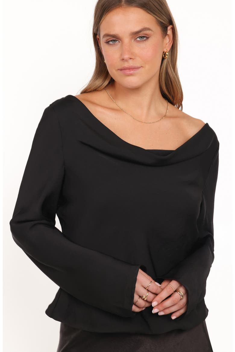 Vinita Cowl Neck Long Sleeve Top, Alternate, color, BLACK