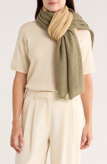 Portolano Colorblock Lambswool & Angora Blend Knit Scarf