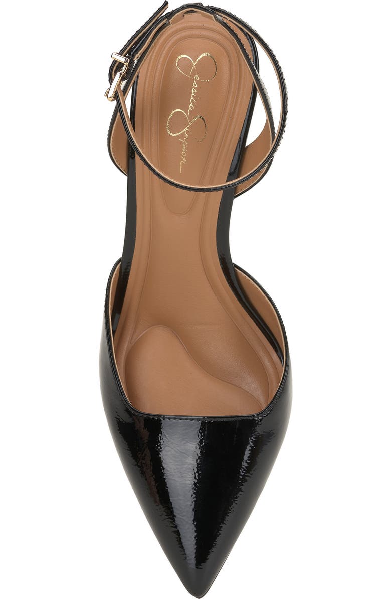 Jessica Simpson Nazela Pointed Toe Ankle Strap Pump, Alternate, color, Black Patent