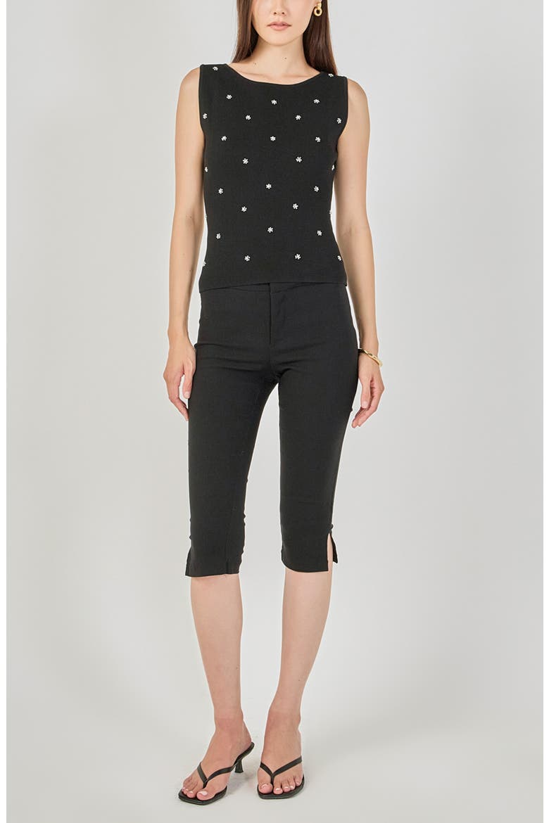 Jewel Embellish Sleeveless Top, Alternate, color, BLACK