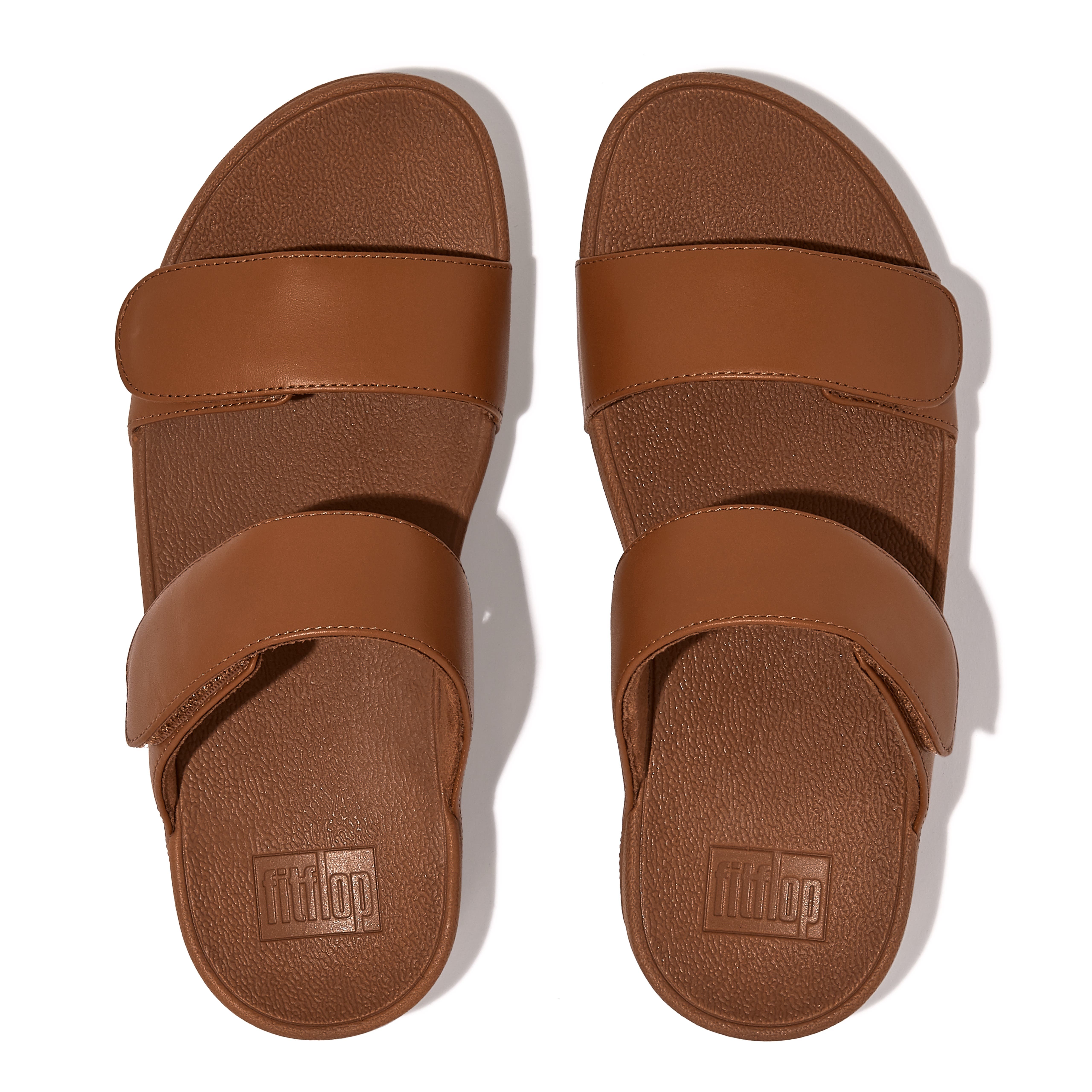 FitFlop Lulu Adjustable Leather Slides Sandals, Alternate, color, Light Tan