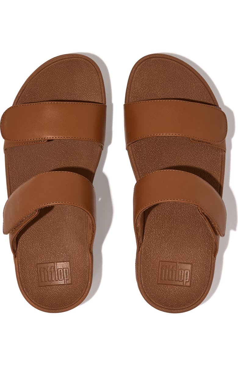 FitFlop Lulu Adjustable Leather Slides Sandals, Alternate, color, Light Tan