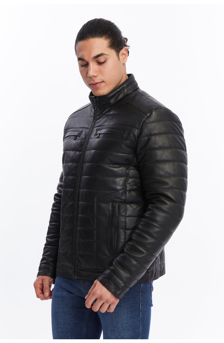 FURNIQ UK LLC Sterling Quilted Leather Puffer Jacket, Main, color, Black