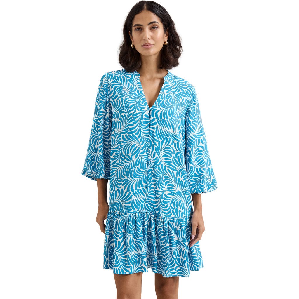 Phase Eight Phoebe Tiered Hem V-Neck Mini Dress in Blue at Nordstrom, Size 4