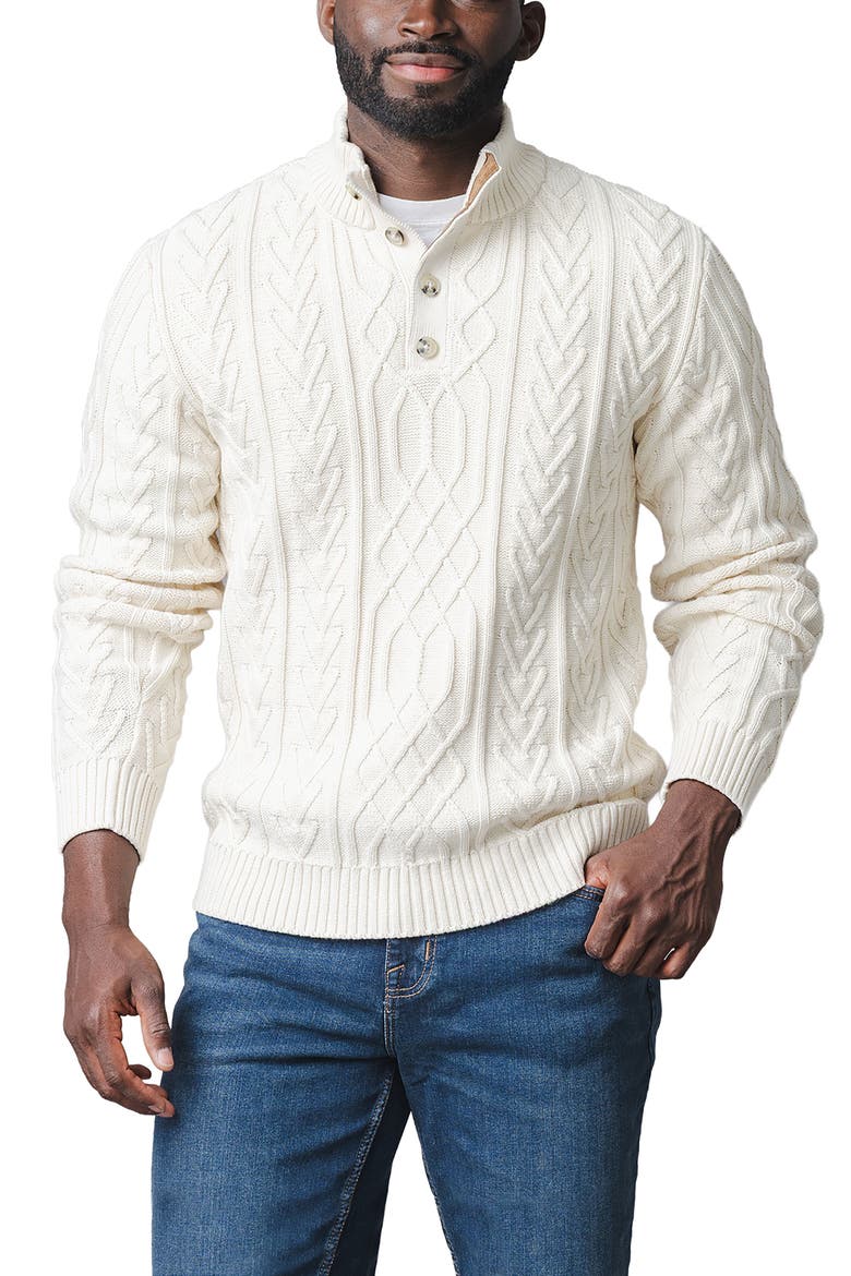 Organic Mock Neck Cable Sweater, Main, color, Ivory Twist Cable
