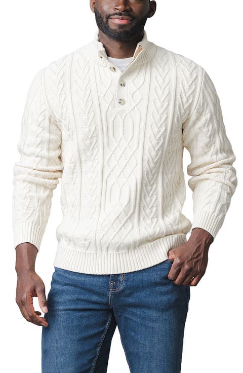 Organic Mock Neck Cable Sweater