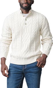 Hope & Henry Organic Mock Neck Cable Sweater