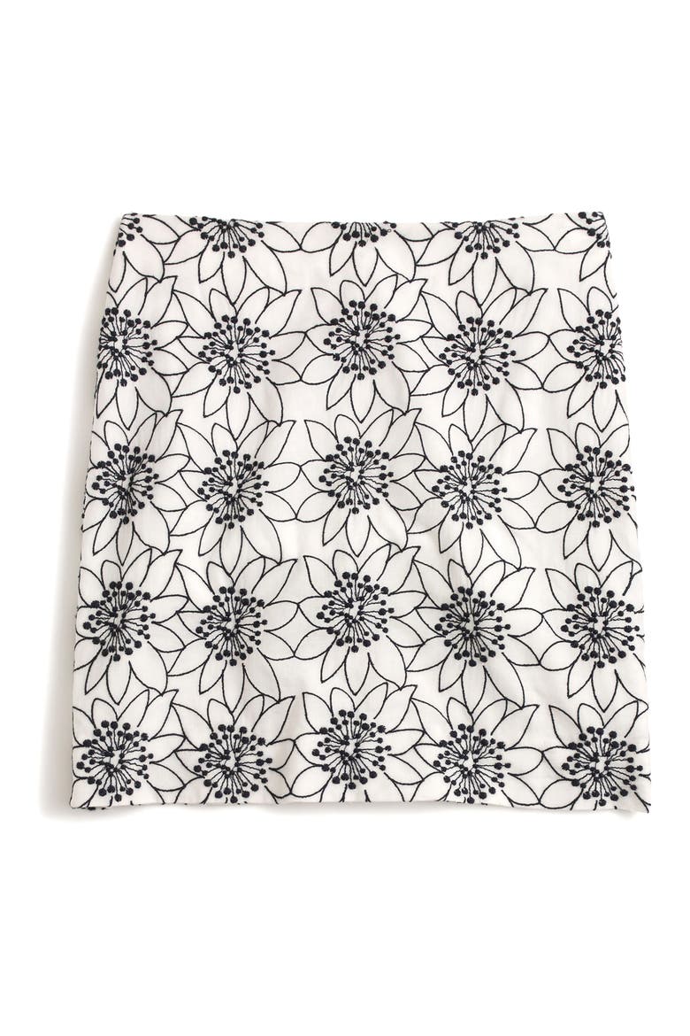 Embroidered Floral Miniskirt, Alternate, color, IVORY NAVY