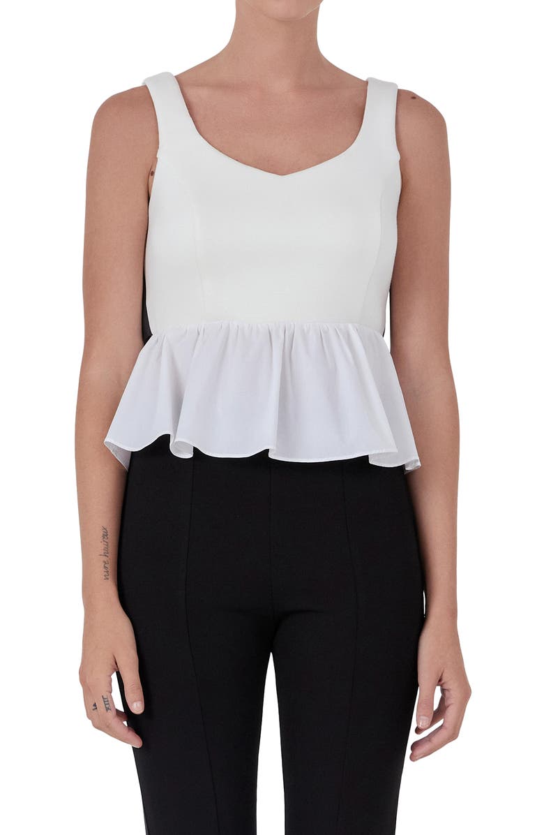 Endless Rose Bow Back Peplum Top, Alternate, color,