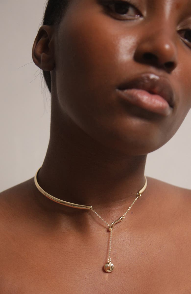 YOJ Minos Choker Bar Collar Necklace in Gold, Alternate, color, Gold