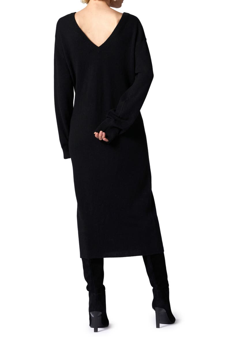 Jeannie Long Sleeve Cashmere Sweater Dress, Alternate, color, TRUE BLACK