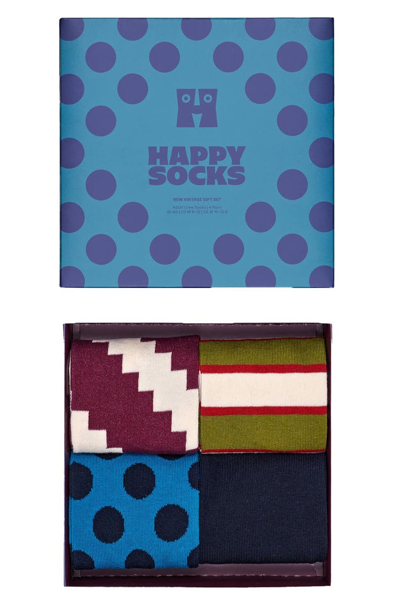Happy Socks Assorted 4-Pack Vintage Socks Gift Box, Alternate, color,
