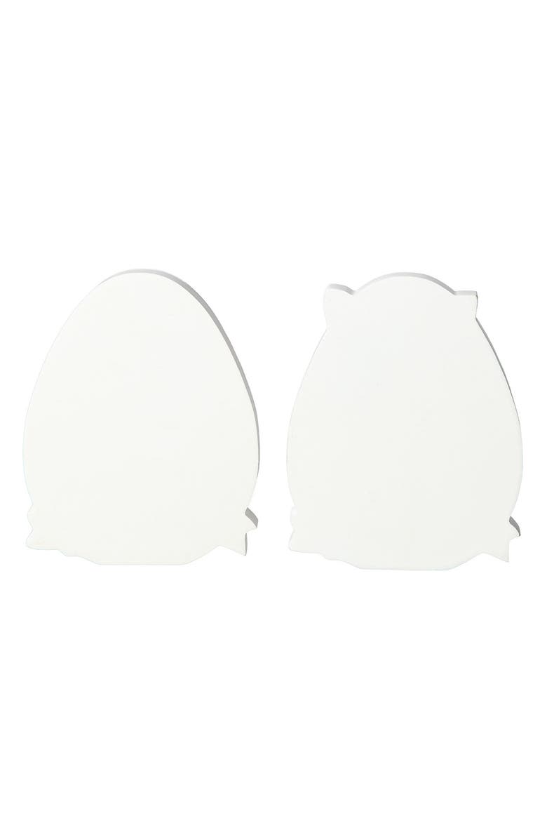 Glitzhome Set of 2 Easter Wooden & Epoxy Egg Chick Table Decor, Alternate, color, Pink