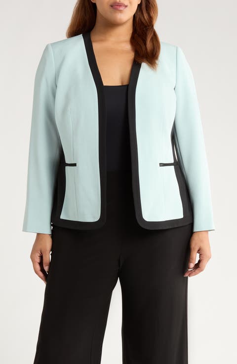 Contrast Trim Tweed Jacket (Plus)