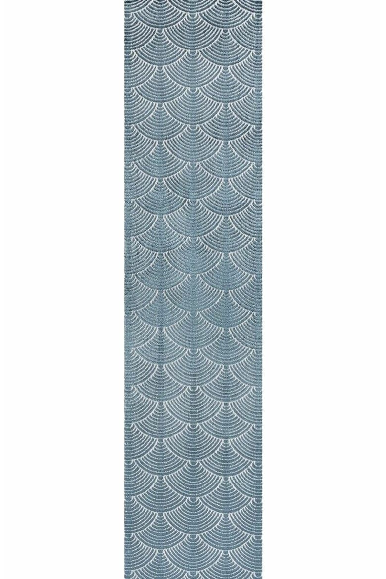 Porter Geometric Art Deco Fan Pattern High-Low Area Rug, Alternate, color, Navy/Cream