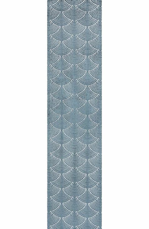 Porter Geometric Art Deco Fan Pattern High-Low Area Rug