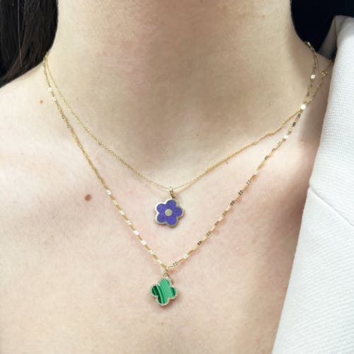 The Lovery Fine Jewelry Malachite Diamond Clover Charm In Green
