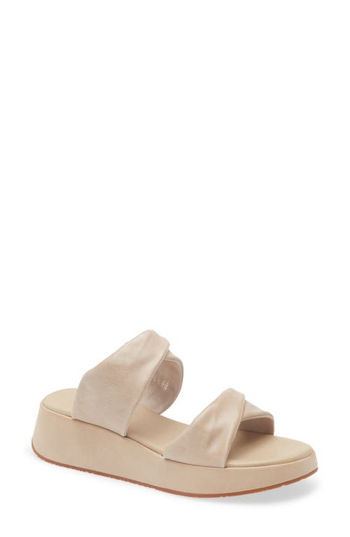 Chocolat Blu Essa Platform Wedge Slide Sandal In White Sand Leather
