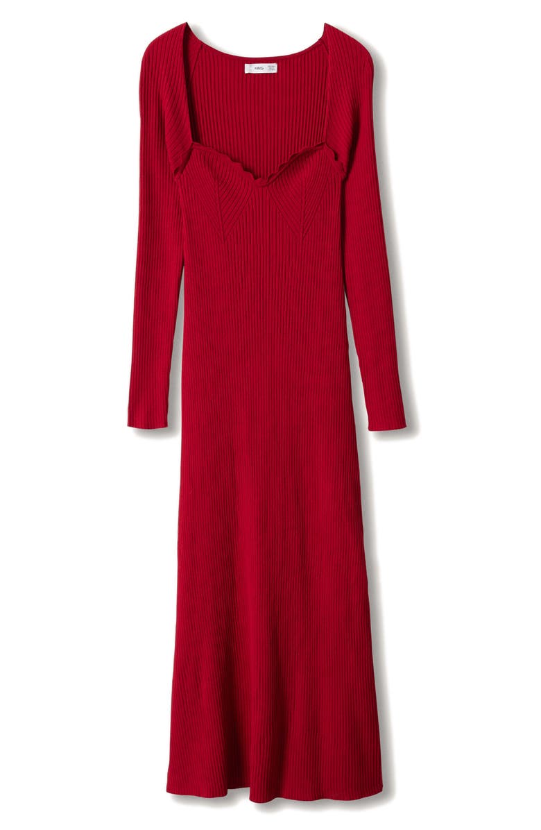 MANGO Ribbed Long Sleeve Sweater Dress, Alternate, color,