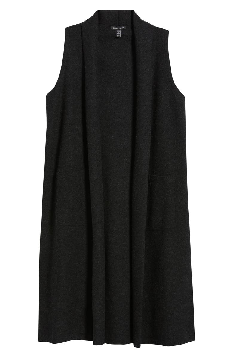 Eileen Fisher Shawl Collar Wool Longline Vest, Alternate, color, Dark Charcoal