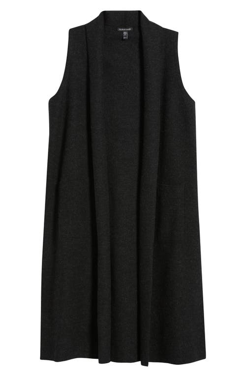 Eileen Fisher Lightweight Boiled Wool Shawl Collar Vest In Regenerative Wool In Black