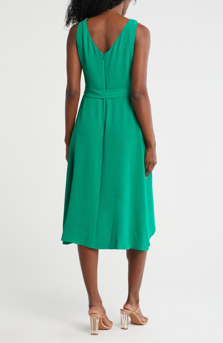 Connected Apparel Tie Belt Faux Wrap High-Low Dress, Alternate, color, 