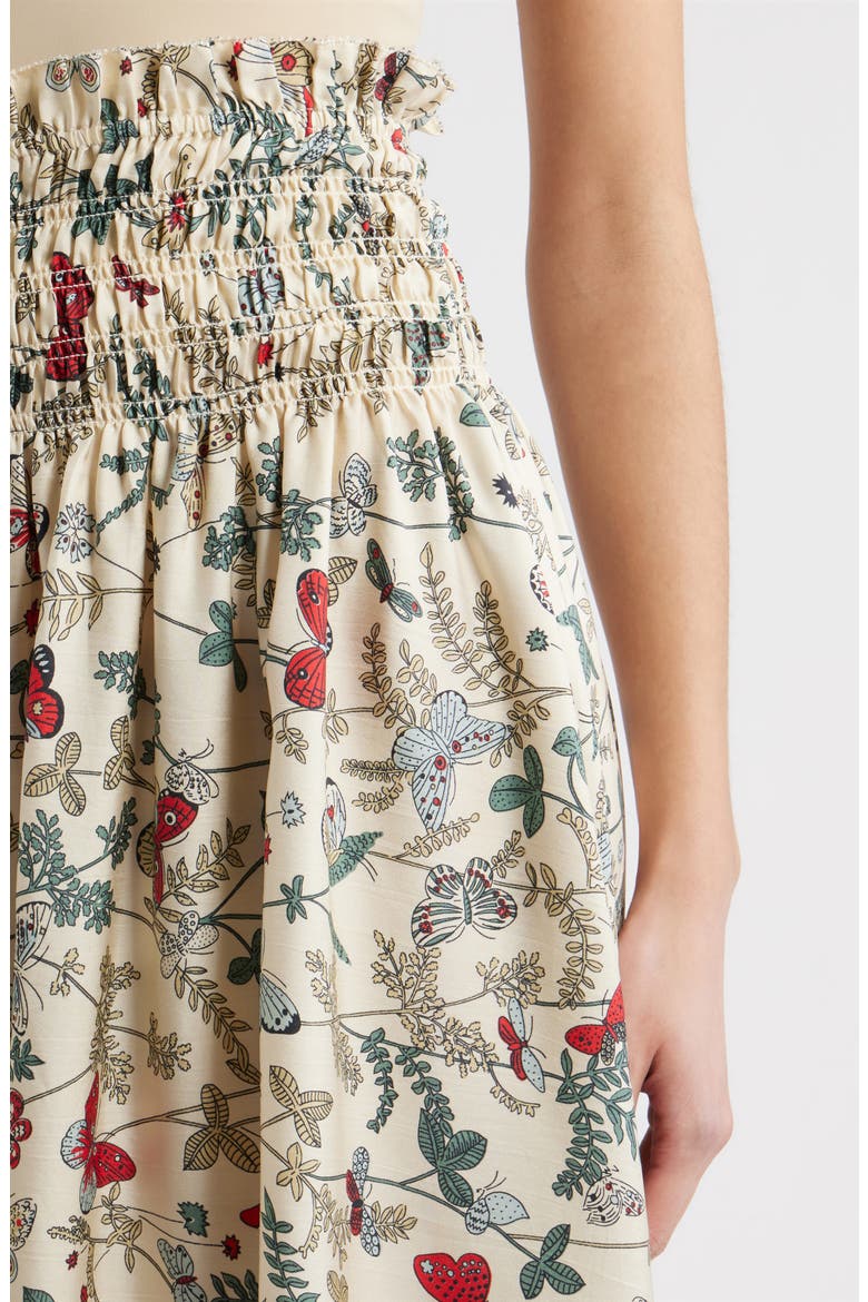 The Canary Floral A-Line Silk Midi Skirt, Alternate, color, FLOATING BUTTERFLY