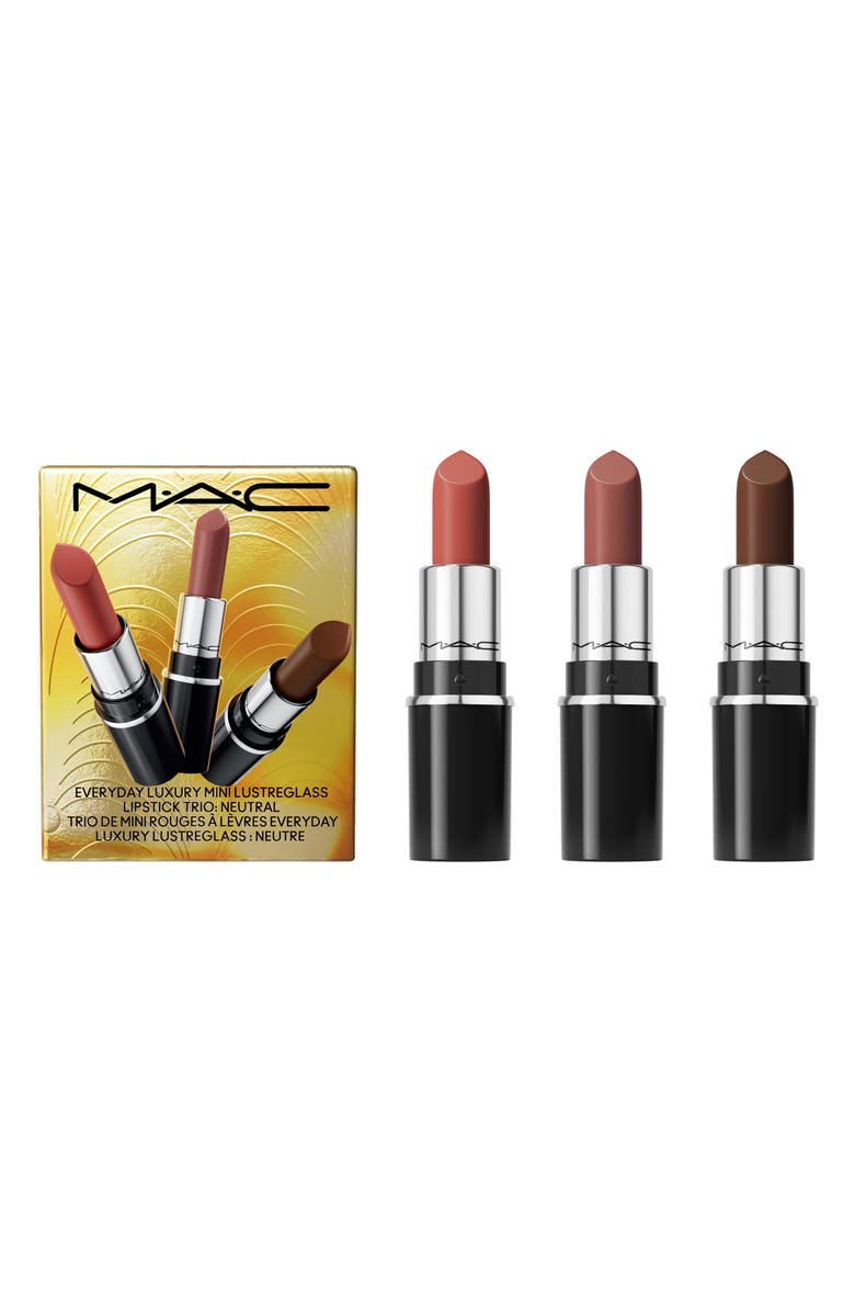 MAC Cosmetics Everyday Luxury Mini Lustreglass Lipstick Trio Holiday Gift Set $45 Value, Alternate, color, Neutral