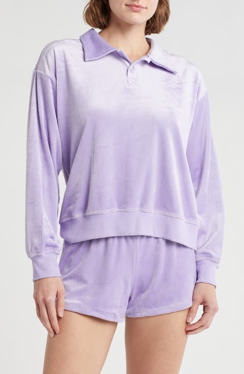 Peace & Love Velour Polo Pajama Top