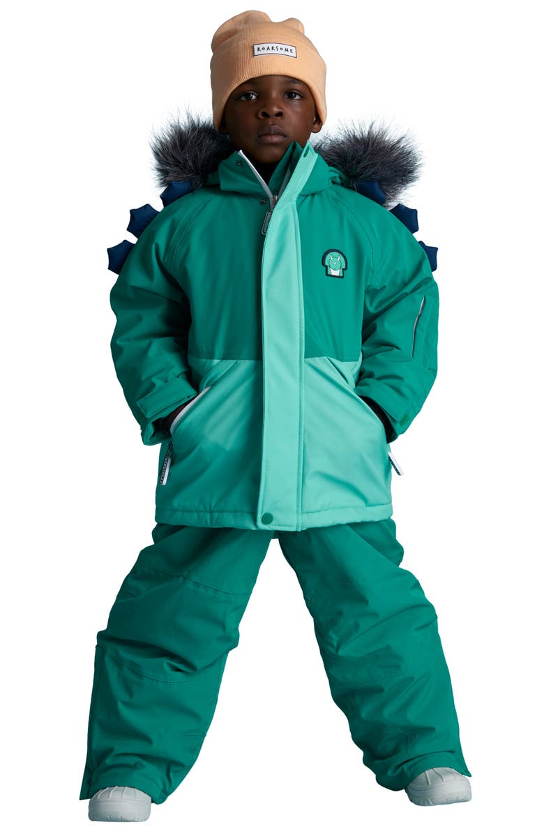 Roarsome Spike the Dinosaur Ski Jacket, Main, color, Green