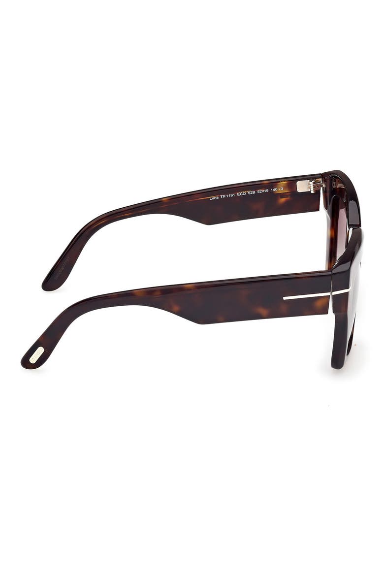 Luna 52mm Gradient Butterfly Sunglasses, Alternate, color, DARK HAVANA ECO / T LOGO