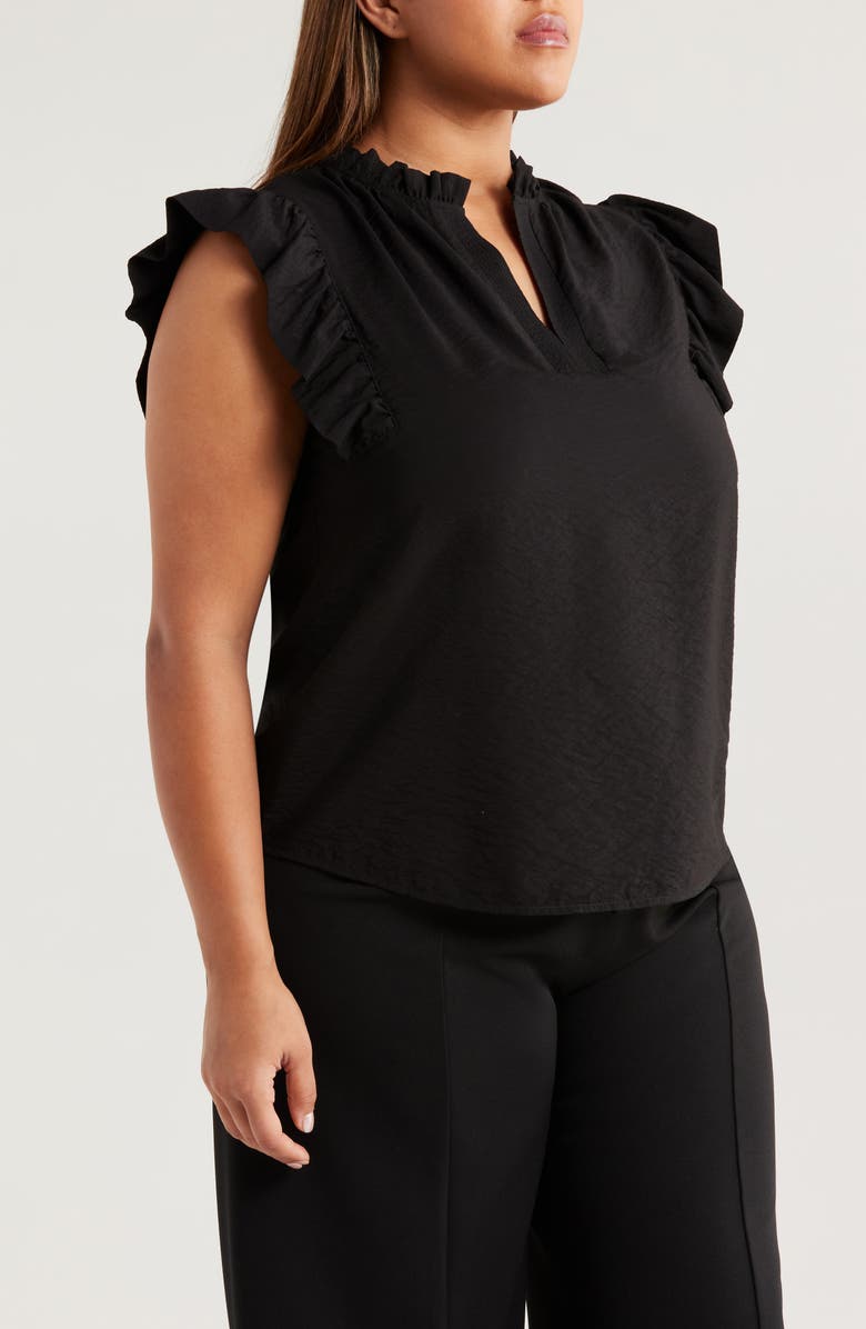 Anne Klein Textured Flutter Sleeve Woven Top, Alternate, color, 