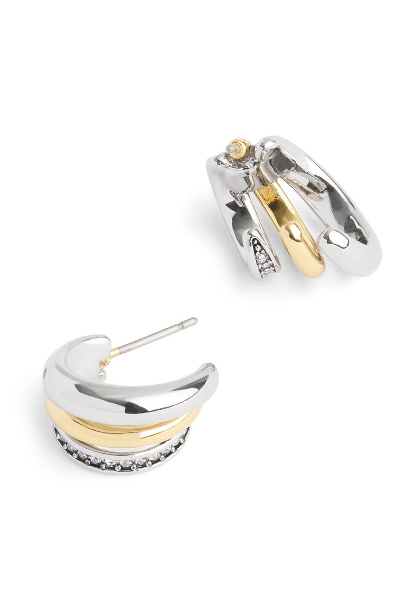 COACH Tubular Pavé Triple Huggie Earrings, Alternate, color,