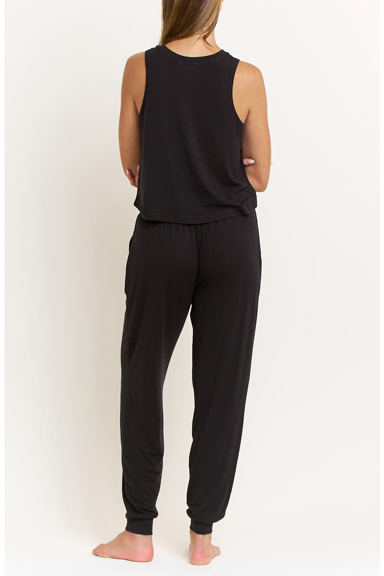 Star Seeker Brushed Jersey Tank & Pant Pajamas, Alternate, color, BLACK