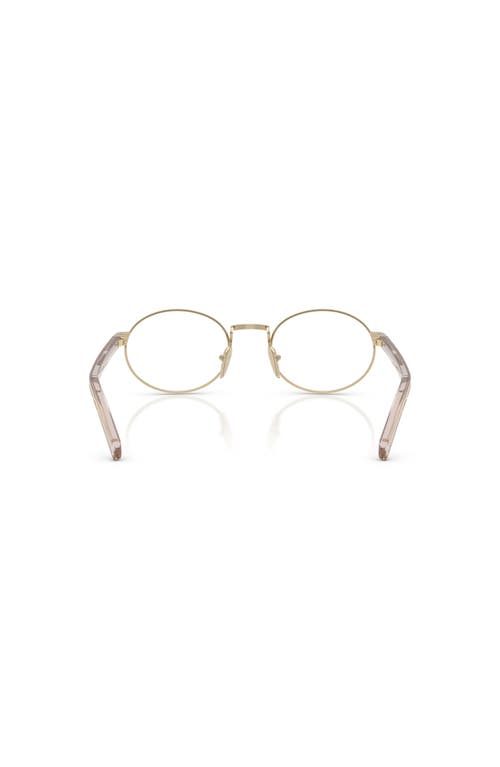 Prada 49mm Oval Optical Glasses In Gold