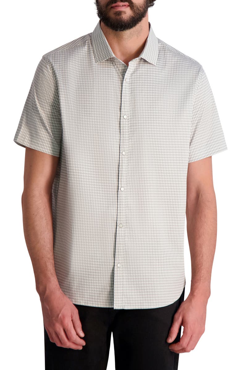 KARL LAGERFELD PARIS Karltooth Short Sleeve Shirt, Main, color, Grey/ White Combo