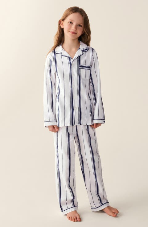 Kids' Stripe Twill Two-Piece Pajamas