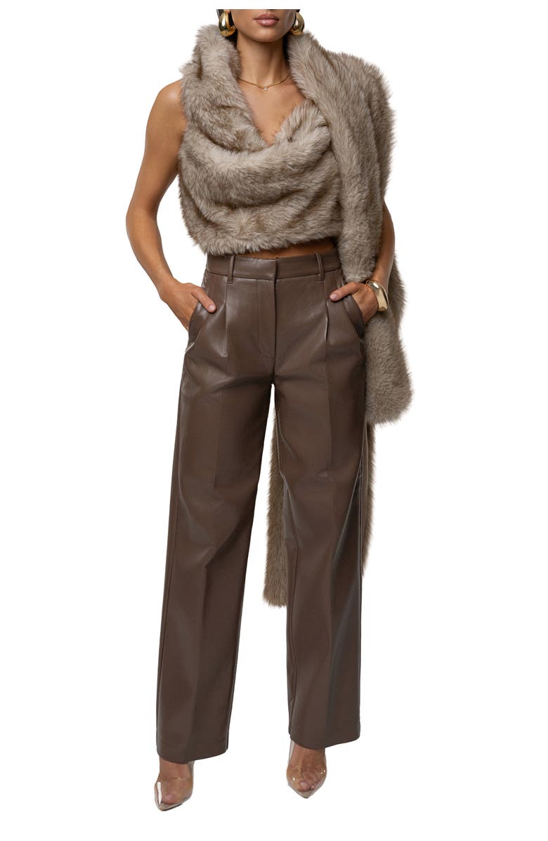 JLUXLABEL Winter Bliss Faux Fur Wrap, Alternate, color, Ivory/Brown