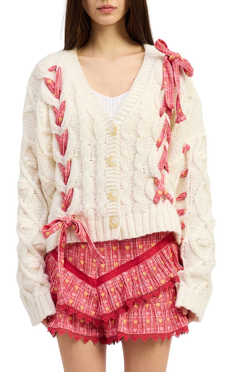 JACQUIE THE LABEL Clementine Ribbon Cable Cardigan, Main, color, 