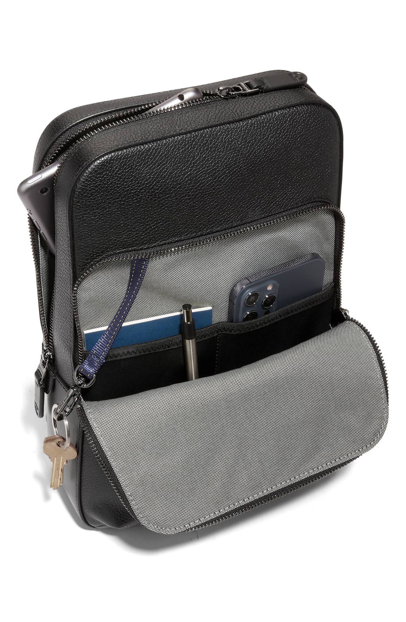 Cole Haan Triboro Leather Sling, Alternate, color, Black