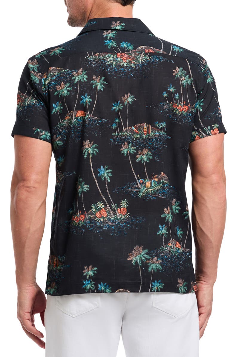 Robert Graham Kauai Tropical Print Cotton Camp Shirt, Alternate, color, Black