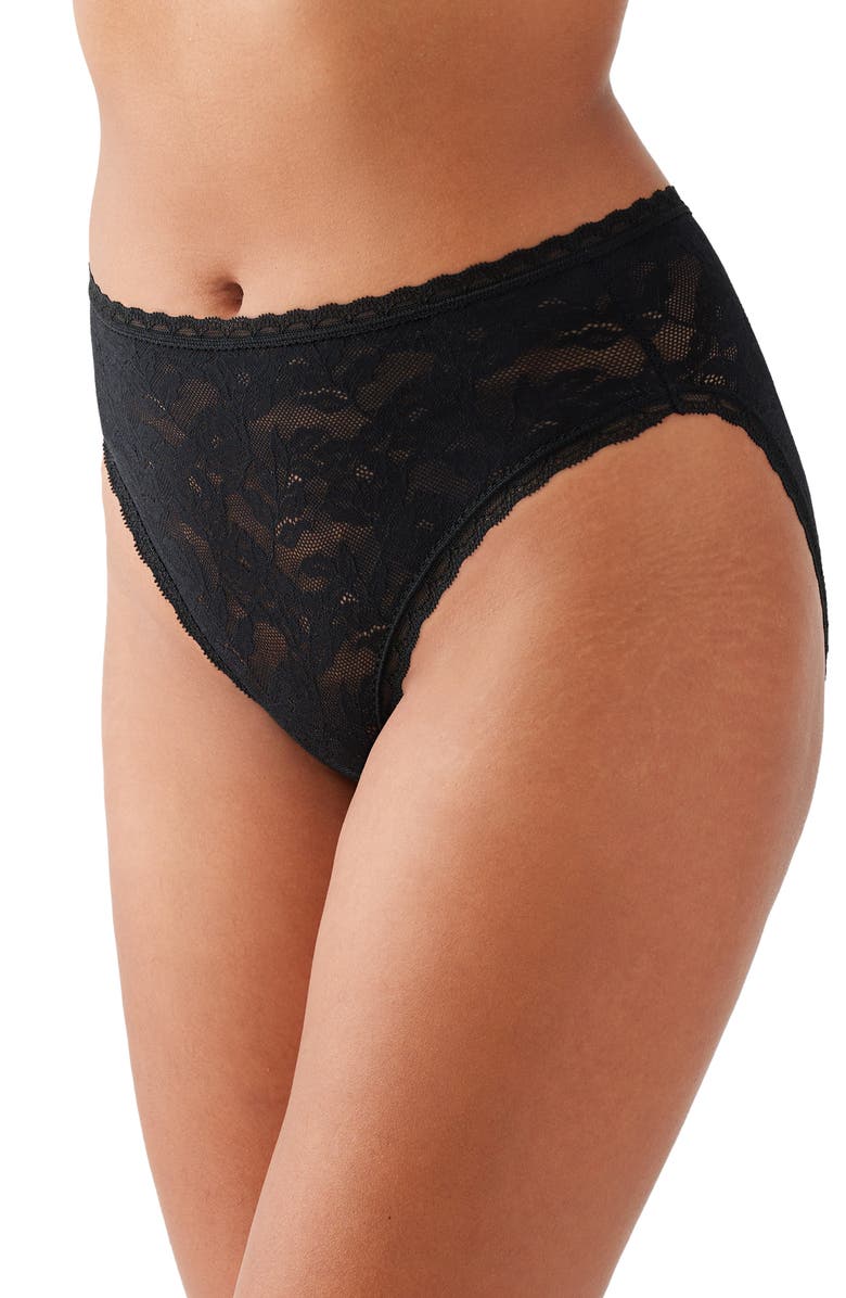 Wacoal High Profile Lace High Cut Briefs, Alternate, color, Black