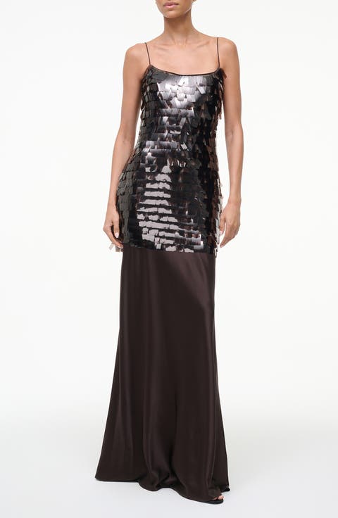 Mesa Mixed Media Paillette Gown